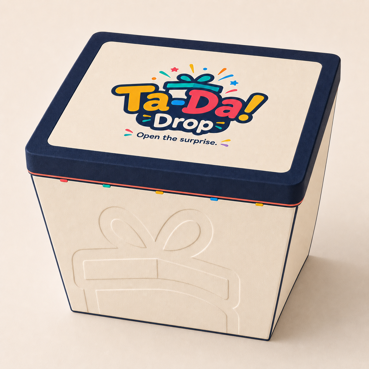Cream and navy TadaDrop gift box